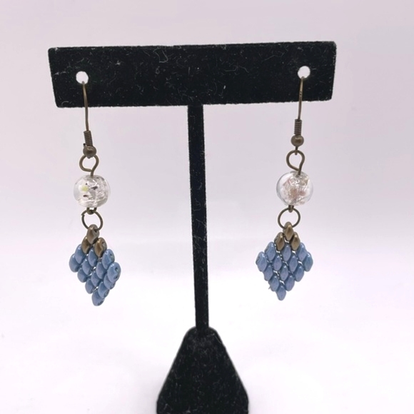 Hand Crafted Czech Glass Beaded Pierced Drop Earrings - Picture 4 of 5